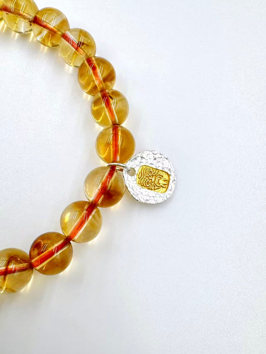 Natural Citrine Pyramid Bracelet – Gold-Plated Sterling Silver Charm