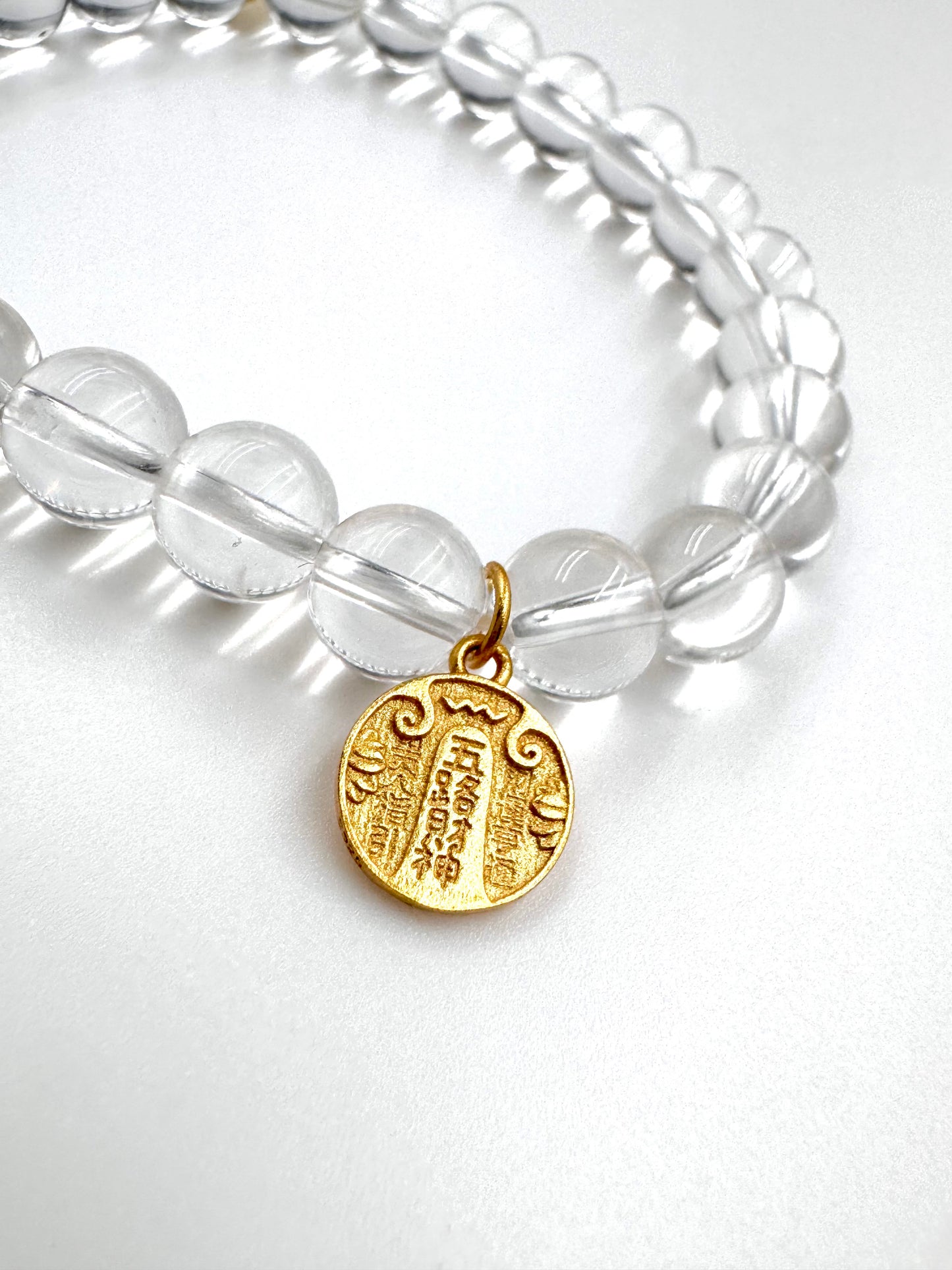 Natural Clear Quartz Bracelet – Gold-Plated Sterling Silver Charm