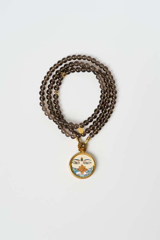 Zodiac Motif Pendant with Natural Black Obsidian Necklace -Monkey