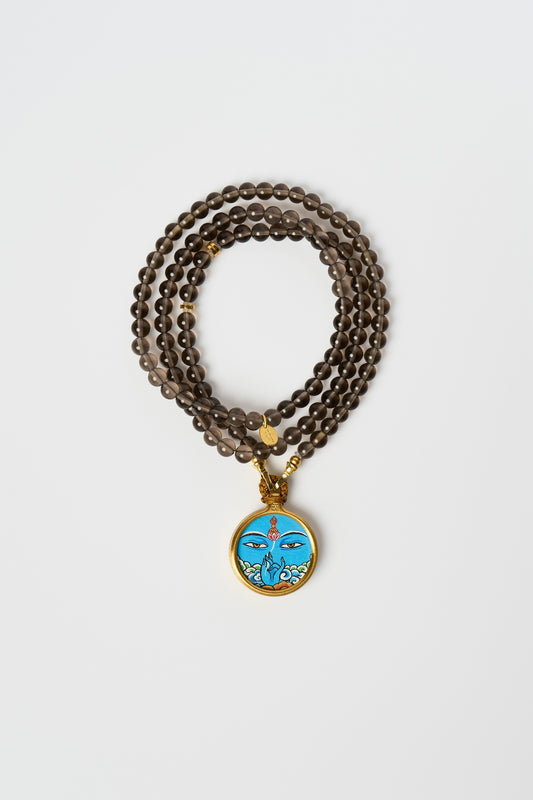 Zodiac Motif Pendant with Natural Black Obsidian Necklace – Horse