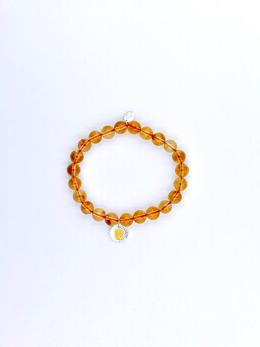Natural Citrine Pyramid Bracelet – Gold-Plated Sterling Silver Charm