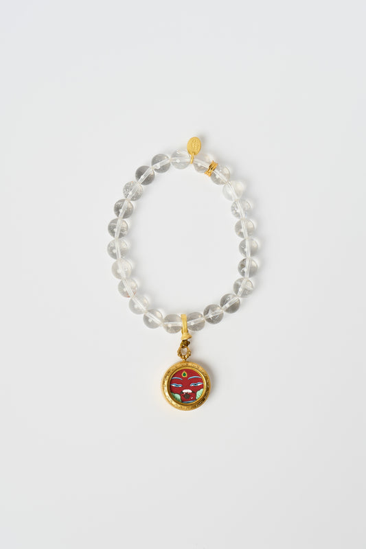 Zodiac Pendant with Natural Clear Quartz Bracelet - Pig