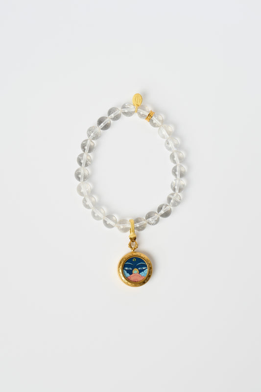 Zodiac Pendant with Natural Clear Quartz Bracelet – Ox