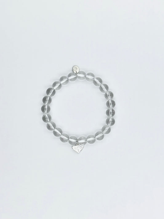 Natural Clear Quartz Bracelet – Sterling Silver Eye Charm