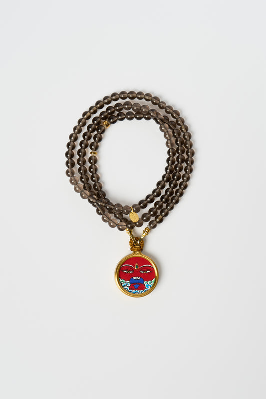 Zodiac Motif Pendant with Natural Black Obsidian Necklace – Pig