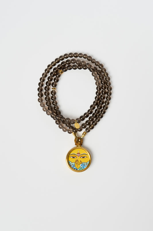 Zodiac Motif Pendant with Natural Black Obsidian Necklace– Rabbit