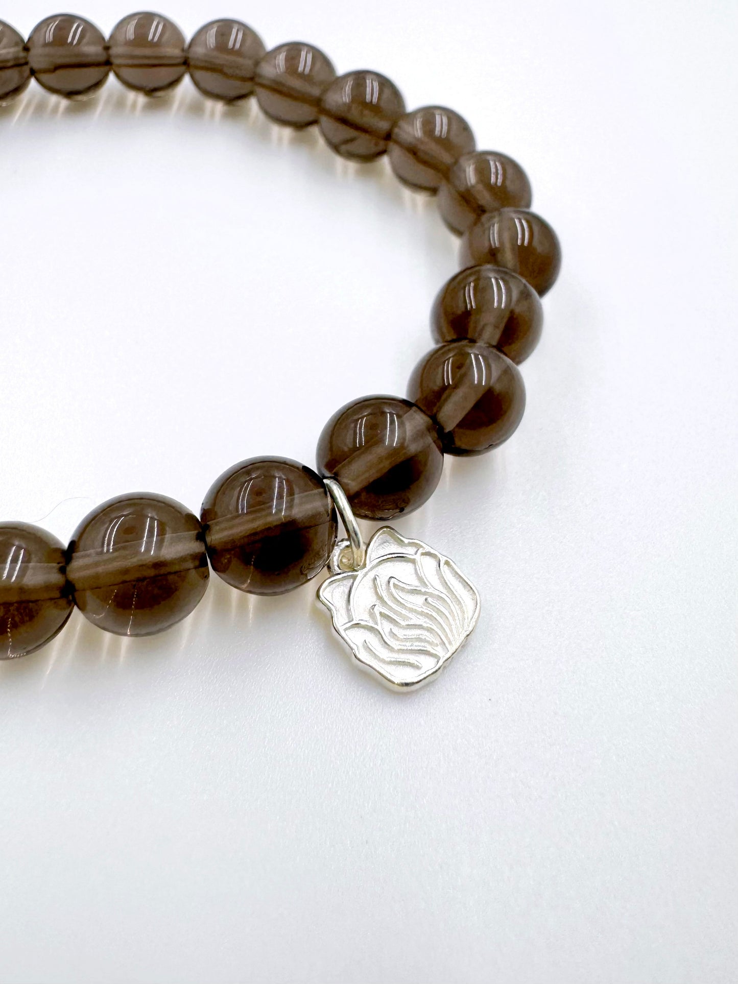 Natural Obsidian Bracelet – Sterling Silver Fox Charm