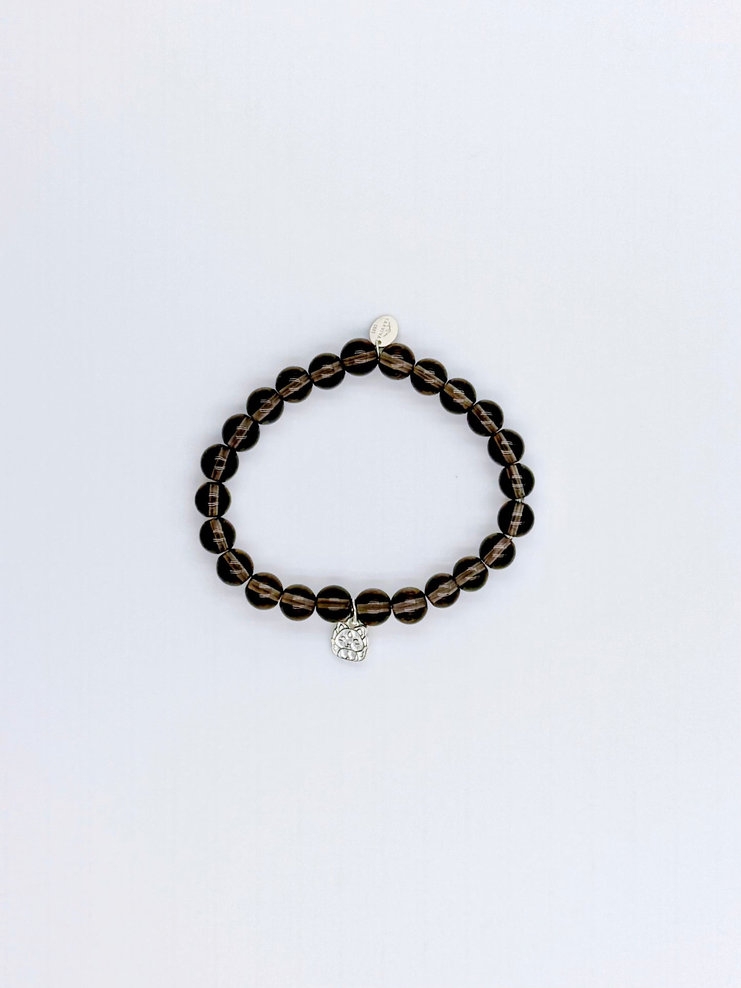 Natural Obsidian Bracelet – Sterling Silver Fox Charm