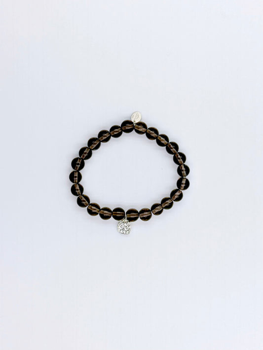 Natural Obsidian Bracelet – Sterling Silver Fox Charm