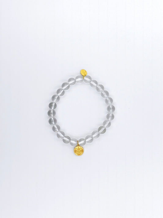 Natural Clear Quartz Bracelet – Gold-Plated Sterling Silver Charm